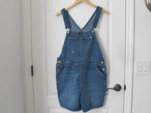 Y2K GAP Women Medium Cotton Denim Overall Shorts- Med Wash Y2K Vintage style - Picture 1 of 18