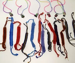 Freundschaftsschmuck 12 gewebte Stoffarmbänder 6 BFF Halsketten Kindergröße NEU Posten - Bild 1 von 8