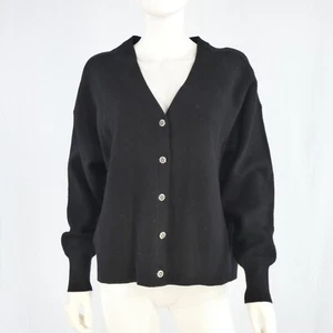 Zara Black Cardigan Jewel Button Crystal Fine Knit Balloon Sleeve size XL - Picture 1 of 14
