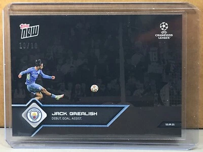 2021 TOPPS NOW #23 JACK GREALISH MAN CITY Debut Goal Assist Black Parallel 10/10 - Image 1 of 3