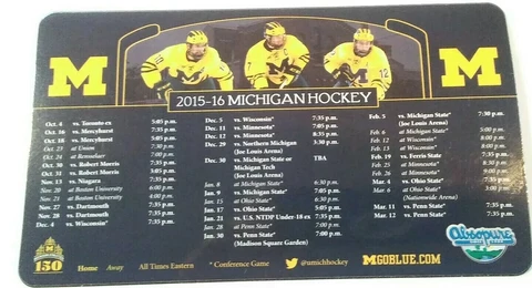 2015-16 Michigan Wolverines Hockey Magnet Schedule Cover