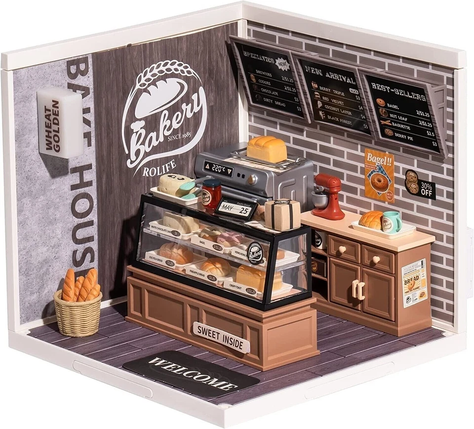 Rolife Super Panadería Rompecabezas 3D Miniatura Casa Kit para Adultos Niños Regalos de Navidad Foto 1 de 4