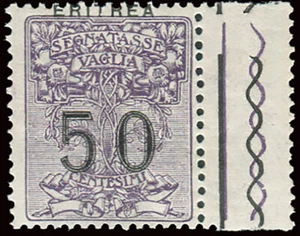Eritrea - Segnatasse Vaglia Cent. 50 varietà soprastampa fortemente spostata - Picture 1 of 1