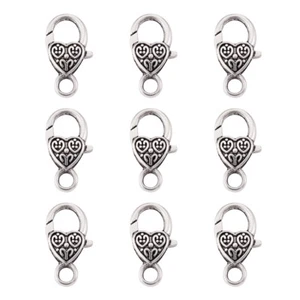 50pcs Tibetan Alloy Heart Lobster Claw Clasps Nickel Free Trigger Closure 25.5mm - Imagen 1 de 11