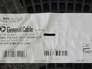General Cable GenSPEED 5000 24/4P Cat5E UTP OSP red exterior llena de gel/50 pies - Imagen 1 de 6