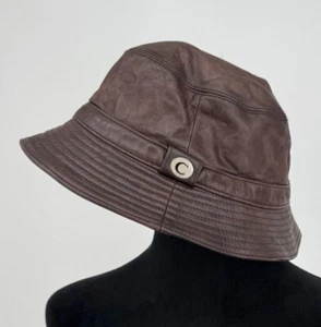 Coach Womens Brown Leather Bucket Hat - Picture 1 of 5