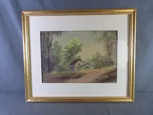 "Acquerello arricchito con tempera firmato GARF, tecnica mista ""casa di campagna""" - Foto 1 di 8