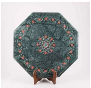 18'' antique green marble Table Top Inlay Pietra Dura Coffee center mosaic l2 - Picture 1 of 4