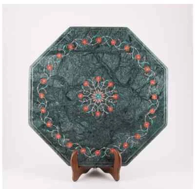 18'' antique green marble Table Top Inlay Pietra Dura Coffee center mosaic l2 - Image 1 of 4