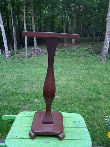 Vintage Solid Oak Pedestal Flower Plant Stand 35" High FREE SHIPPING Cover