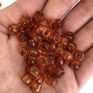 Amber Honey Brown Macrame Beads 8.5x5.5mm Round Resin Pony Bead 3.8mm Hole 100pc - Bild 1 von 6