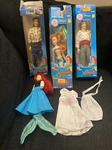 VTG 90s The Little Mermaid Doll Lot Of 4 -Ariel & Prince Eric Disney TYCO - Picture 1 of 24