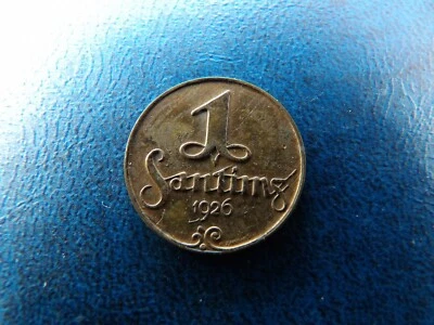 Latvia  firs republic 1926 year  1 santims coin coat of arms    (2) - Image 1 of 3