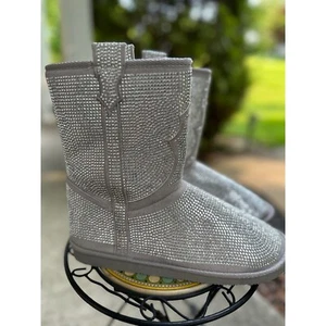 JustFab Rhinestone Boots Sparkly Embellished Pull On Winter Boots Size 9 - Picture 1 of 7