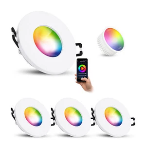 ISAWO 4er Set Einbau Deckenstrahler IP65 weiß rund smart LED Modul 4W RGB CCT - Bild 1 von 8