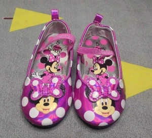 DISNEY Baby Minnie Mouse Shoes size 5 Girls Slip-On Mary Janes PINK* - Picture 1 of 6