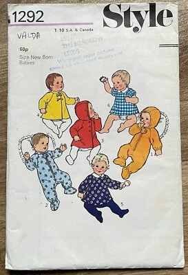 VINTAGE Style SEWING PATTERN Baby Clothes up to 6 months No 1292 from 1975 - Image 1 of 2