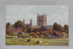Postcard Tewkesbury Abbey Artist Signed AR Quinton Unposted J Salmon #1313 - Picture 1 of 2