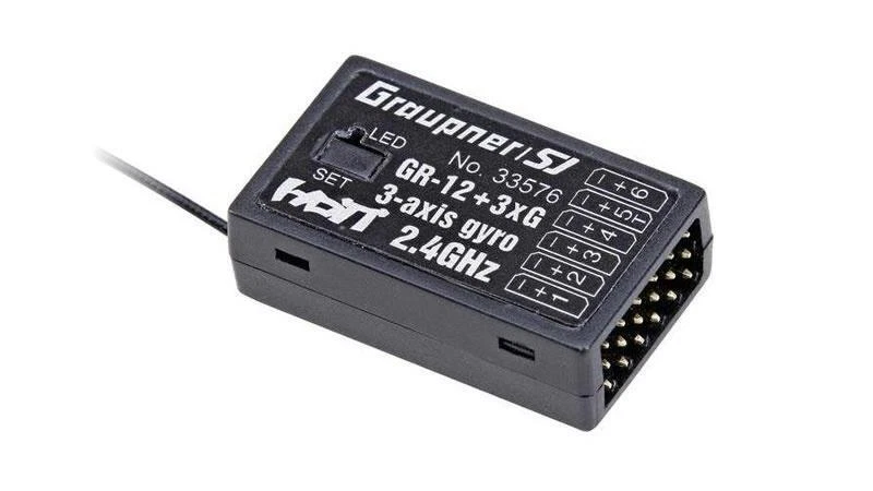 Graupner GR-12 + 3xG HoTT- 2.4 GHz Empfänger 6 Kanäle + 3-Achs Gyro System  - Bild 1 von 1