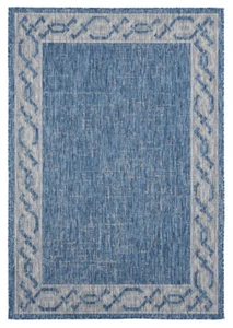 Blue Weaved Scratches Solid Curves Bordered 3900 10060 - Aprx 7' 10" x 10' 6" - Picture 1 of 4