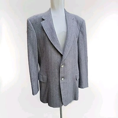 PAUL STUART CASHMERE Mezcla de Lana Hombres Blazer Abrigo Deportivo Chaqueta 42R Gris Rayas Foto 1 de 4