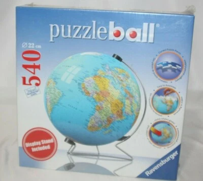 Ravensburger 3D Puzzle Ball World Globe 540 Pieces Display Stand Included NEW - Image 1 of 4