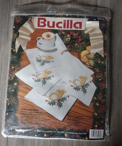 Kit de punto de cruz de música navideña Bucilla vintage cuernos franceses nuevo en paquete - Imagen 1 de 2