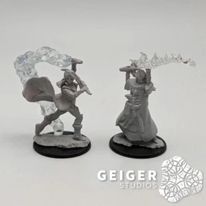 Dungeons & Dragons DND D&D Pathfinder Miniatures | 2pc Human Sorcerer Warlock - Picture 1 of 4