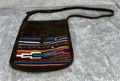 Malky Ecuador Woven Wool Brown Suede Leather Shoulder Crossbody Bag - Image 1 of 4
