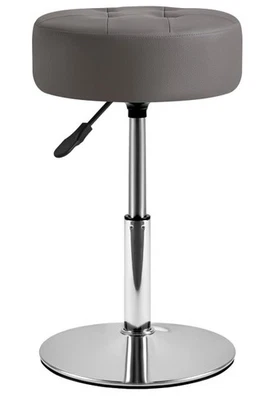 IBUYKE Adjustable 360° Swivel Faux Leather Vanity Stool Tufted Round Gray - Image 1 of 4