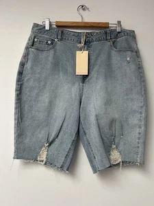 Sass Frida Denim Shorts Size 18 New Indigo Wash - Picture 1 of 10