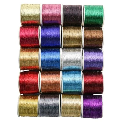 Metallic Zari Thread for Embroidery, Sewing and Jewelry Making 20 Rolls - Image 1 of 4