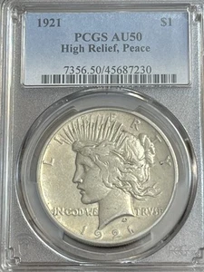 ***1921 HIGH RELIEF PEACE***PCGS AU50***KEY DATE*** - Picture 1 of 4