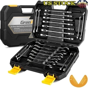 Set chiavi a cricchetto 23 pezzi metriche SAE estremità aperta combinazione cassetta attrezzi 72 denti - Foto 1 di 7