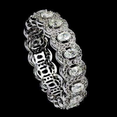 Anillo de plata de ley 925 ovalado zafiro blanco topacio de Ceilán piedras preciosas naturales 7 Foto 1 de 4