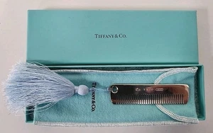 Tiffany & Co. 1837 Sterling Silver Monogram Baby Comb With Blue Tassel (28.27G) - Picture 1 of 9