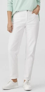 Eileen Fisher White Straight Leg Stretch Organic Cotton Ankle Jeans Business 10 - Picture 1 of 8