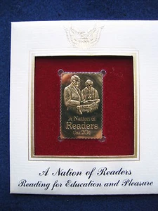 1984 A Nation of Readers Reading Replica FDC Golden Gold Cover Stamp - Picture 1 of 3