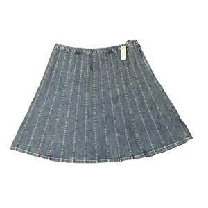 Falda elástica de mezclilla plisada vintage Talbots para mujer talla 14 azul lavado medio nueva con etiquetas - Imagen 1 de 7
