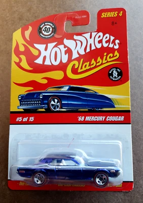 2008 Hot Wheels '68 MERCURY COUGAR Blue Classics Series 4 #5/15 1:64 Redline 5SP - Image 1 of 4