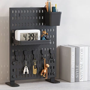 Desk Pegboard Hole Board Wall Panel Storage Rack for Office Tool Desktop Storage - Picture 1 of 9