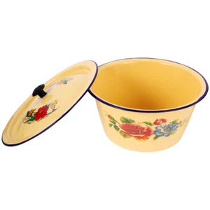 Vintage Email Cover Bowl Vintage-Schale Emaille-Eimer Mit Deckel - Bild 1 von 12