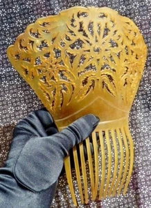 ALTER GROSSER BAKELIT KAMM IN SCHUPPENFORM 19. JAHRHUNDERT, HAARZUBEHÖR - Bild 1 von 11