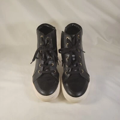 Zapato Mujer ALDO Cuero Negro Medio Superior Cremallera Lateral Con Cordones Cuña Talla 8 (Usado) Foto 1 de 4