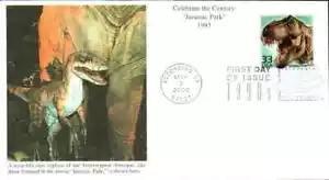 JURASSIC PARK FILM DINOSAURS 1990s DECADE CTC 2000 mystic CACHET FDC unaddr - Picture 1 of 1
