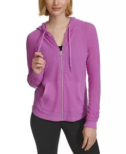 Calvin Klein Performance Ruched-Sleeve Zip Hoodie Women's XS Lotus Zip Closure - Picture 1 of 14