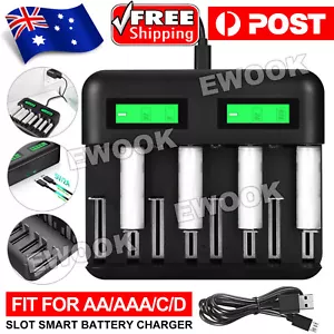 8 Slots Smart Battery Charger For AA AAA C D Size Rechargeable Batteries USB OZ - Picture 1 of 10