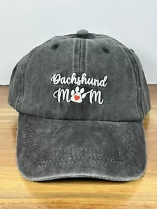 Baseball Hat Dog Mom Dachshund Cap Gray Women’s Embroidered Adjustable Pet Lover - Picture 1 of 9
