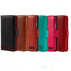 iPhone 12 Mini Leather Wallet Folio Case - Luxury Genuine Leather  - Picture 1 of 48