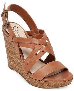 JESSICA SIMPSON JULITA PLATFORM WEDGE SANDALS IN LUGGAGE 9.5M NIB - Picture 1 of 5